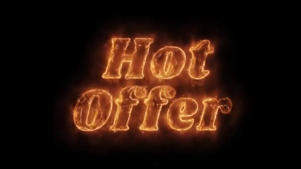 Heet aanbod woord Hot geanimeerde brandende realistische Fire Flame loop. — Stockvideo