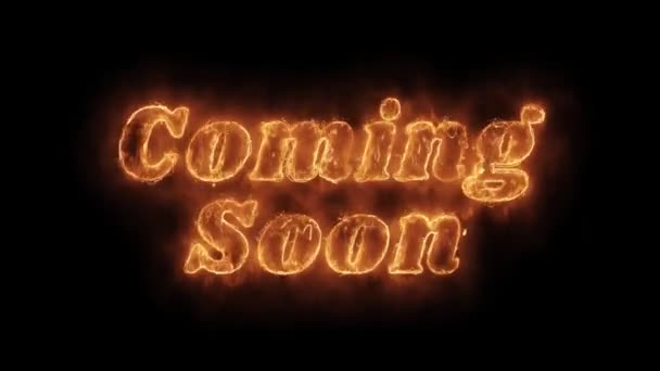 Coming Soon Word Hot Animated Burning Realistic Fire Flame Loop. — Stock Video