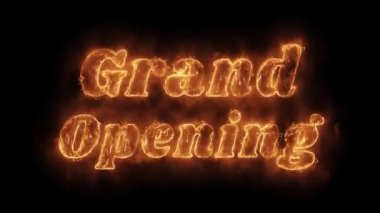 Grand Opening Word Hot Animated Burning Realistic Fire Flame Loop.