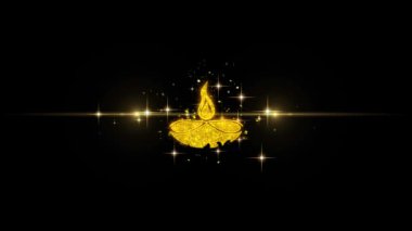 Diwali, diwali diya, diwali lamba, Glitter Altın Parçacıklar Havai Fişek üzerinde diya Simge.