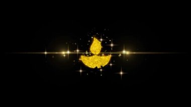 Diya, Lamba, Diwali, Dekorasyon, Festival, Glitter Altın Parçacıklar Havai Fişek Hint Simgesi.