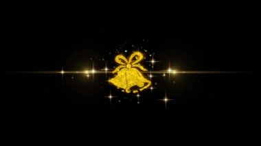 Glitter Altın Parçacıklar Havai Fişek Noel Kurdele Bow Bells Simgesi.
