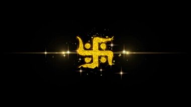 Hindu, kutsal, hint, din, gamalı haç, glitter Altın Parçacıklar Havai Fişek gamalı haç Simgesi.