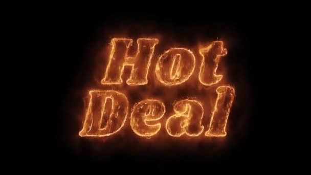 Hot Deal Palabra caliente animado quema realista fuego llama lazo . — Vídeos de Stock