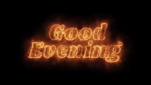 Dobry wieczór słowo Hot animowane Burning realistyczne Ogień Płomień Loop. — Wideo stockowe