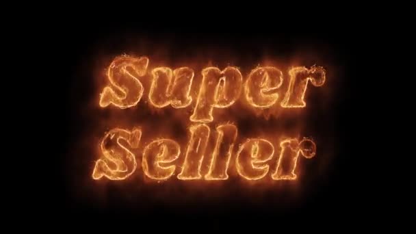 Super Seller Word Hot Animated Burning Realistic Fire Flame Loop. — Stock Video