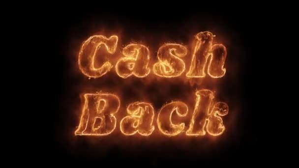 Cash Back Word Hot Animated Burning Realistic Fire Flame Loop. — Stock Video