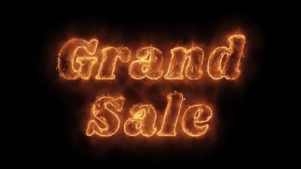 Grand Sale Wort heiß animierte brennende realistische Feuer Flammenschleife. — Stockvideo