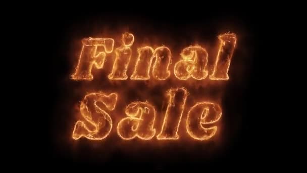 Parola di vendita finale Fuoco realistico ardente animato caldo ciclo fiamma . — Video Stock