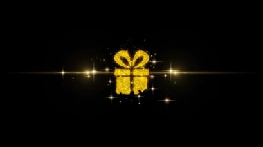 Glitter Altın Parçacıklar Havai Fişek Kırmızı Kurdele Hediye Kutusu Mevcut Simge.