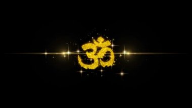 Hinduizm, meditasyon, om, yoga hindu sembolü, Glitter Altın Parçacıklar Havai Fişek hint din Simgesi.