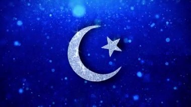 Yıldız ve Hilal sembolü İslam dini Simge Yanıp Sönen Glitter Parlayan Shine Parçacıklar.