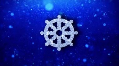 Çarkıfelek Dharma Budizm din Simge Yanıp Sönen Glitter Parlayan Parlaklık Parçacıklar.