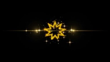 Bahai Nine sivri yıldız Bahaizm Simgesi Glitter Altın Parçacıklar Havai Fişek.