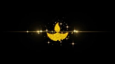 Diwali, diwali diya, diwali lamba, Glitter Altın Parçacıklar Havai Fişek üzerinde diya Simge.