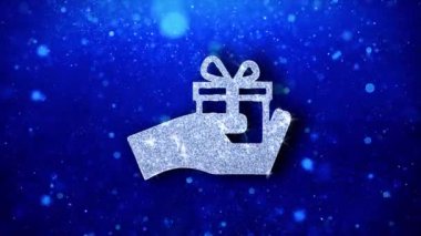 Doğum günü, kutu, hediye, hediye kutusu, el, Simge Yanıp Sönen Glitter Parlayan Shine Parçacıklar vermek.
