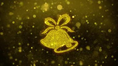 Noel Kurdele Bow Bells Simge Altın Glitter Shine Parçacıklar.