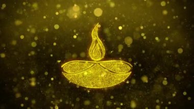 Diwali, diwali diya, diwali lamba, diya Simge Altın Glitter Shine Parçacıklar.
