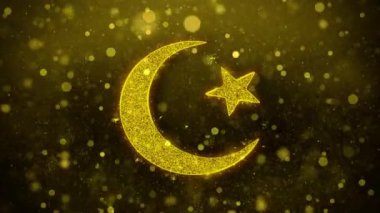 Yıldız ve Hilal sembolü İslam dini Simge Altın Glitter Shine Parçacıklar.