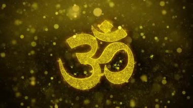 Hinduizm, meditasyon, om, yoga hindu sembolü, hint din Simge Altın Glitter Shine Parçacıklar.