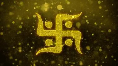 Hindu, kutsal, hint, din, gamalı haç, gamalı haç Simgesi Altın Glitter Shine Parçacıklar.