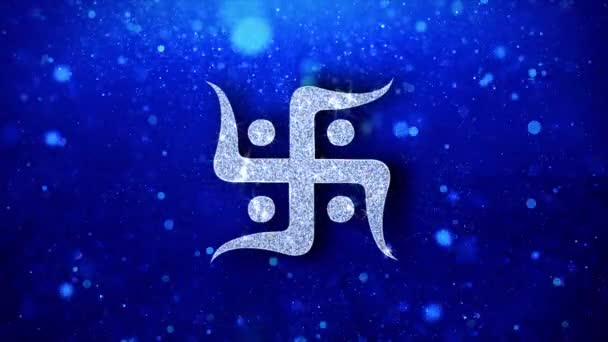 ヒンドゥー教、聖なる、インド語、宗教、スワスティカ、スワスティカアイコン点滅輝く輝く粒子. — ストック動画
