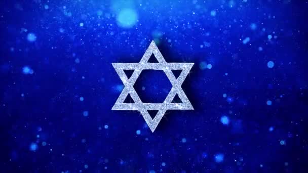 David de Joodse ster religie pictogram knippert glitter gloeiende glans deeltjes. — Stockvideo