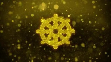 Çarkıfelek Dharma Budizm din Simge Altın Glitter Shine Parçacıklar.