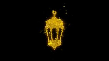 İslam, İslam, dini, Anıt, Anıtlar Simge Siyah Arka Plan Üzerinde Parçacıklar Kıvılcımlar.