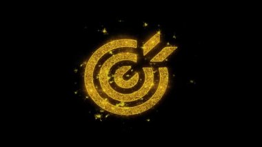 Hedef Amblem Pictogram Simgesi Siyah Arka Plan Üzerinde Parçacıklar Kıvılcım.