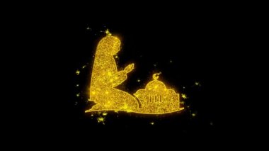 Dua,namaz,praying,islam,islamic Icon Sparks Particles on Black Background.