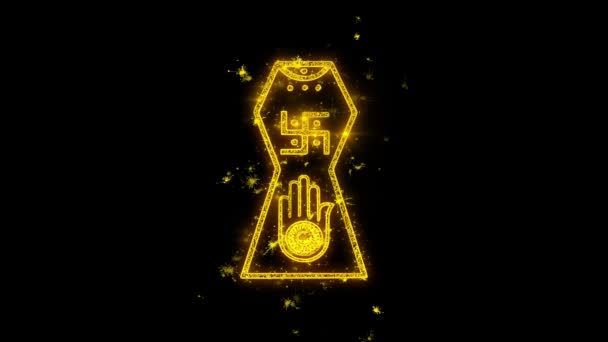 ジャイナの手アヒムサインディアン ジャイニズム ヒンドゥー教の宗教的なアイコンは 黒の背景にキラキラ粒子を火花 形状 デザイン テキスト 要素 シンボルアルファチャンネル4kループ ストック動画映像 ジャイナの手アヒムサインディアン ジャイニズム ヒンドゥー教の宗教的なアイコンは 黒の背景にキラキラ粒子を火花 形状 デザイン テキスト 要素 シンボルアルファチャンネル4kループ ストック動画映像