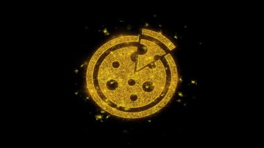 Hızlı, gıda, İtalyan, pizza Icon Siyah Arka Plan Üzerinde Parçacıklar Kıvılcımlar.
