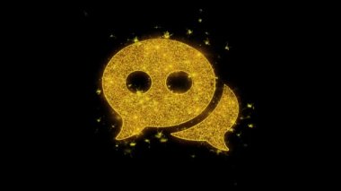 Chat Message Bubble, Talk Icon Sparks Particles on Black Background.