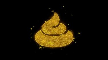 Crap, emoji, yüz, kaka, kaka Simge Siyah Arka Plan Üzerinde Parçacıklar Kıvılcım.