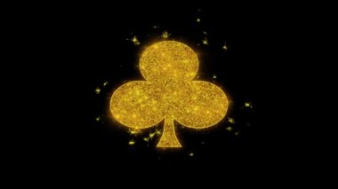 Playing Card Suit Club Icon Siyah Arka Plan Üzerinde Parçacıklar Kıvılcımlar.
