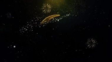 Altın Parçacıklar Havai Fişek Ekran Üzerinde Yıldız ve Hilal sembolü İslam dini Simge.