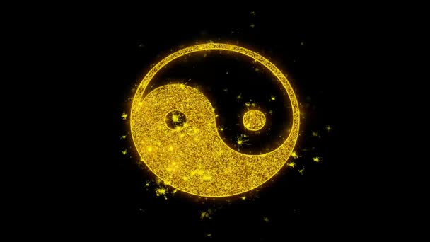 Yin Yang Taoísmo budismo daoísmo religión Icono chispas partículas sobre fondo negro . — Vídeo de stock