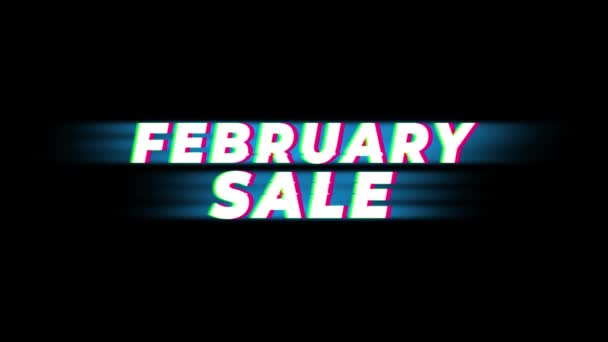 February Sale Text Vintage Glitch Effect Promotion . — Stock Video