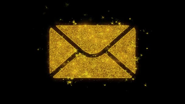 Mail Massage Icon Sparks Particles on Black Background. — Stock Video