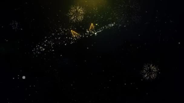 Bahai Neuf étoiles pointues Bahaism icône sur les particules d'or feux d'artifice Affichage .