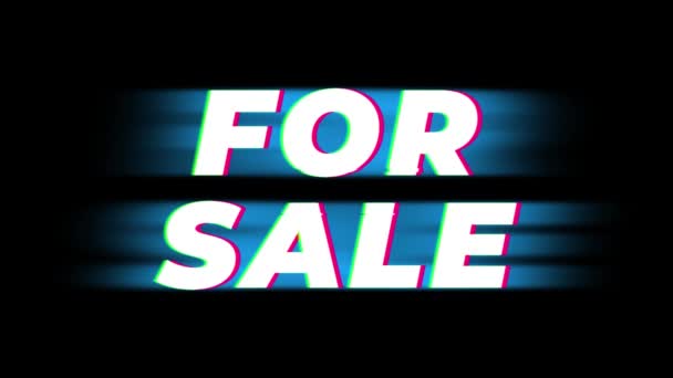 Till salu text Vintage glitch effekt promotion . — Stockvideo