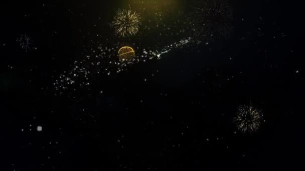 Islamico, pregare, preghiera, ramadan, religione Icona su particelle d'oro Fuochi d'artificio Visualizza . — Video Stock