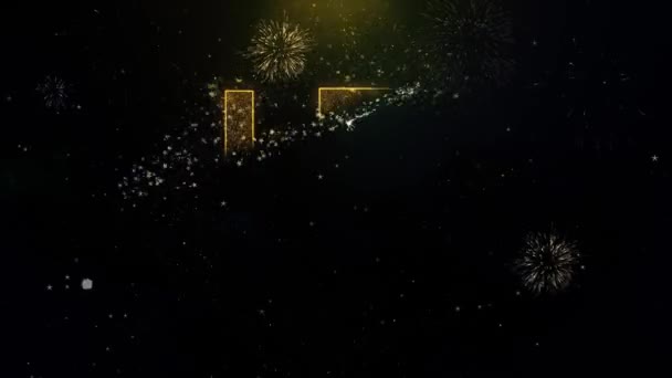Hindu, holy, indian, religion, swastika, swastika Icon on Gold Particles Fireworks Display. — Stock Video