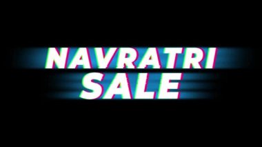 Navratri Satılık Metin Vintage Glitch Etkisi Promosyon .