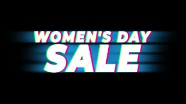 Womens Day Sale Text Vintage Glitch Effect Promotion .