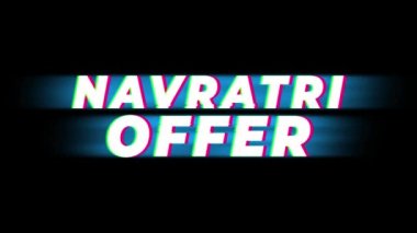 Navratri Teklif Metin Vintage Glitch Etkisi Promosyon .