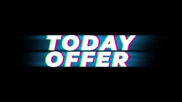 Idag erbjuder text Vintage glitch effekt promotion . — Stockvideo