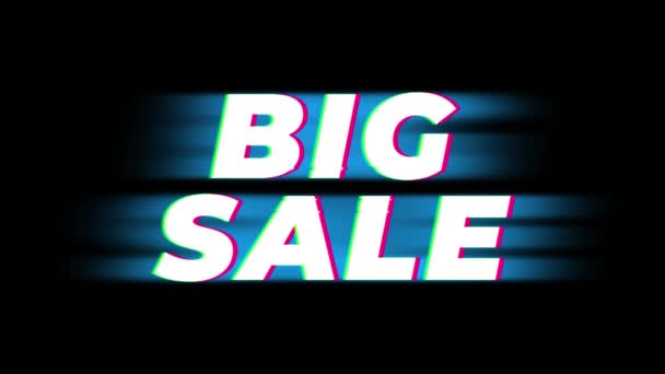 Big Sale Text Vintage Glitch Effect Promotion . — Stock Video