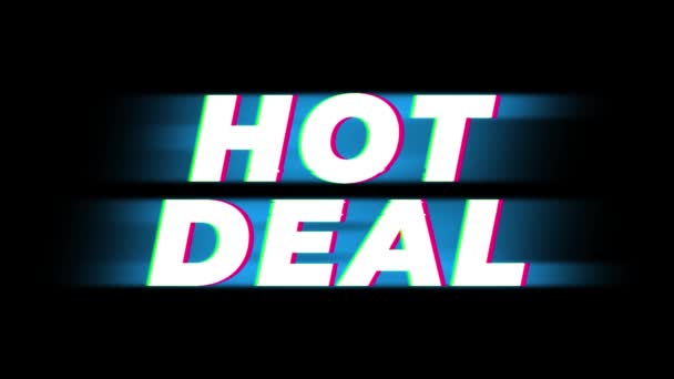 Акция по продвижению эффекта винтажного глюка в стиле Hot Deal Text  . — стоковое видео